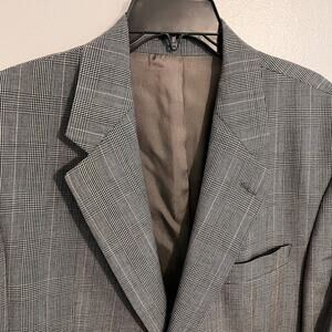 Lauren Ralph Lauren Wool Blazer Mens Size 42R Gray Houndstooth Cashmere Vintage